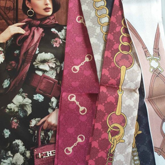 Skinny Scarf Fashion Women Wrap Hand Bag Accessory Hair Tie Luxe Trendy Gift - Picture 2 of 2